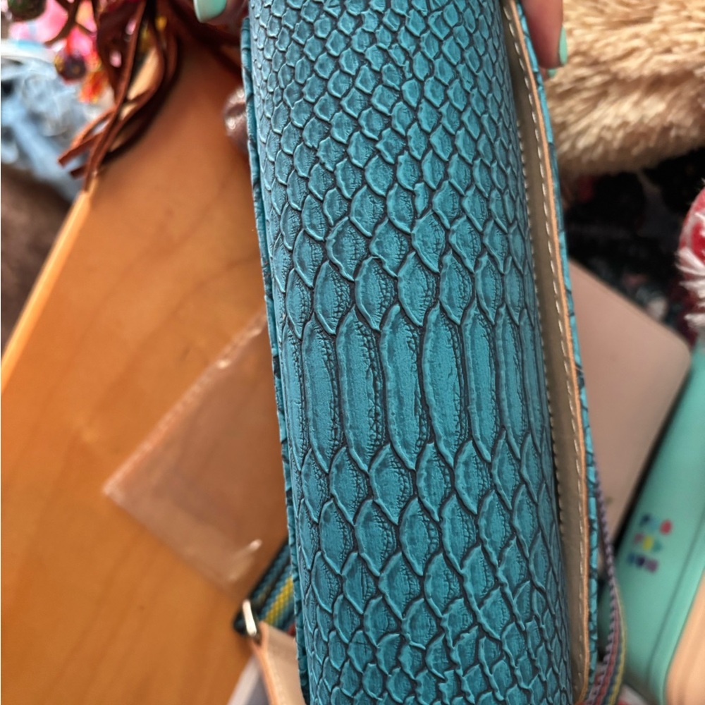 Consuela Turquoise Crossbody Bag with Multicolor Strap - Picture 4 of 6